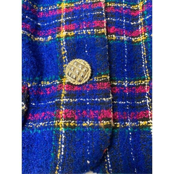 Multicolored Plaid Patterned Tweed Skirt suit - Picture 3 of 9